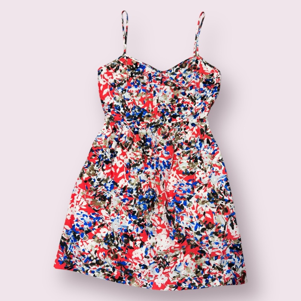 J.Crew Floral Empire Waist Mini Dress Size 00 Strap Lightweight Summer